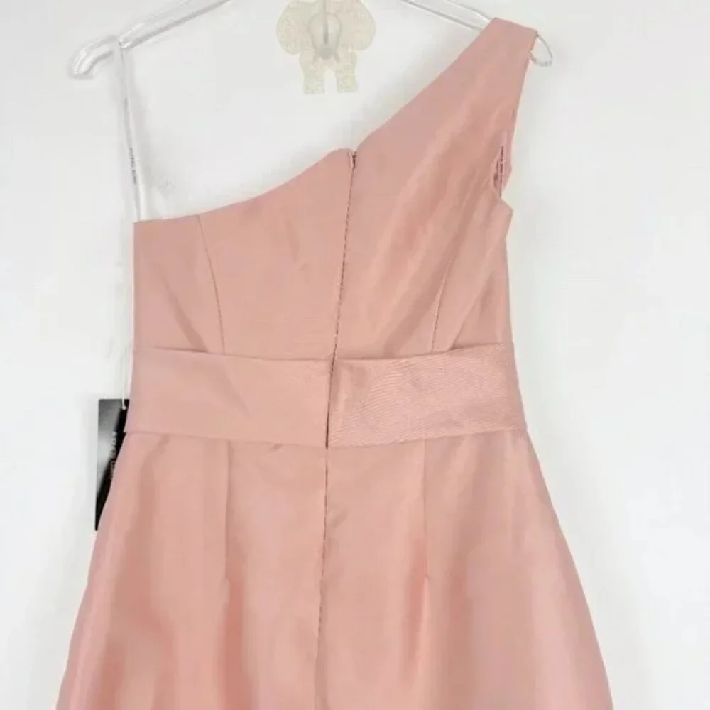 NWT Alfred Sung Draped One-Shoulder Satin Maxi Dress in Toasted Sugar Size 8 NEW - Picture 10 of 15
